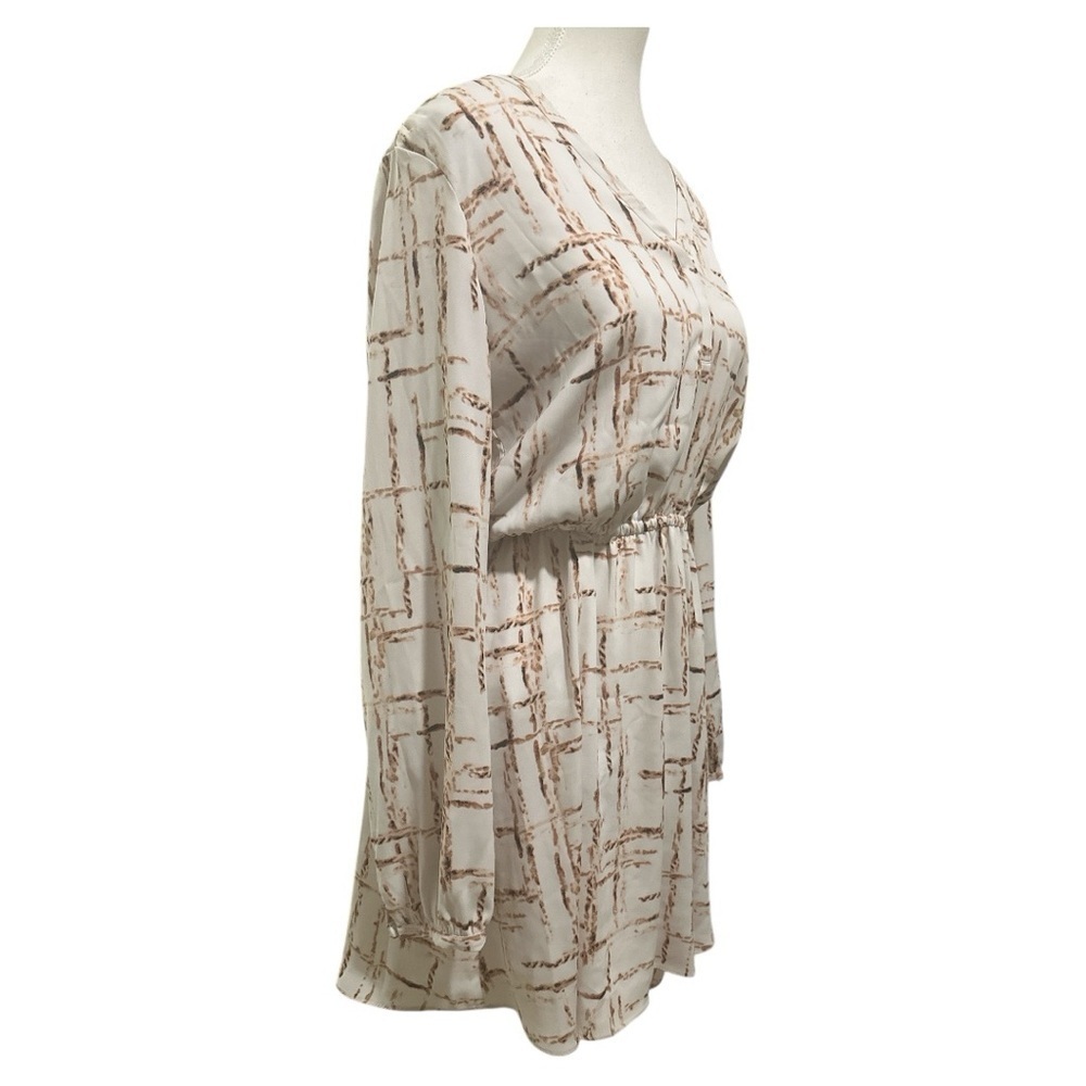 White House Black Market Long-Sleeve Geometric Print Dress Size 8 - Picture 2 of 10